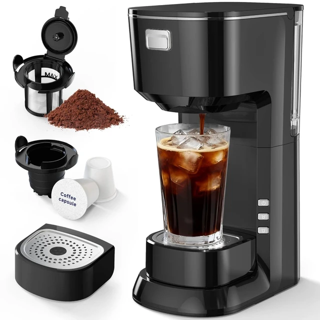 Main image of Kozeewarm Coffee Maker, Single Serve Brewer for K Pods & Ground-Black | 2 in 1, 6-14oz and 2-4 Mins Rapid Brew, Compact Coffee Machine for Kitchen Office RV Camping