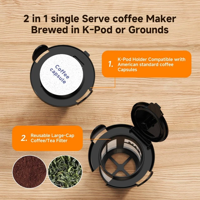 Alt view image 3 of 7 - Kozeewarm Coffee Maker, Single Serve Brewer for K Pods & Ground-Black | 2 in 1, 6-14oz and 2-4 Mins Rapid Brew, Compact Coffee Machine for Kitchen Office RV Camping
