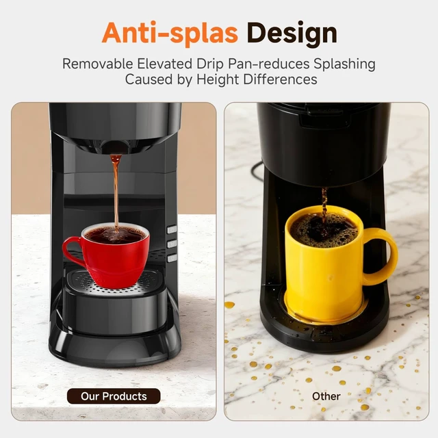 Alt view image 4 of 7 - Kozeewarm Coffee Maker, Single Serve Brewer for K Pods & Ground-Black | 2 in 1, 6-14oz and 2-4 Mins Rapid Brew, Compact Coffee Machine for Kitchen Office RV Camping