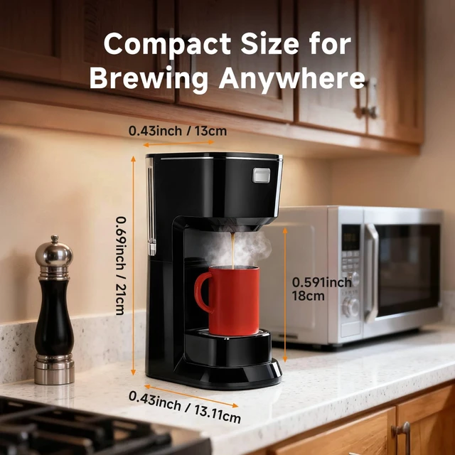 Alt view image 7 of 7 - Kozeewarm Coffee Maker, Single Serve Brewer for K Pods & Ground-Black | 2 in 1, 6-14oz and 2-4 Mins Rapid Brew, Compact Coffee Machine for Kitchen Office RV Camping