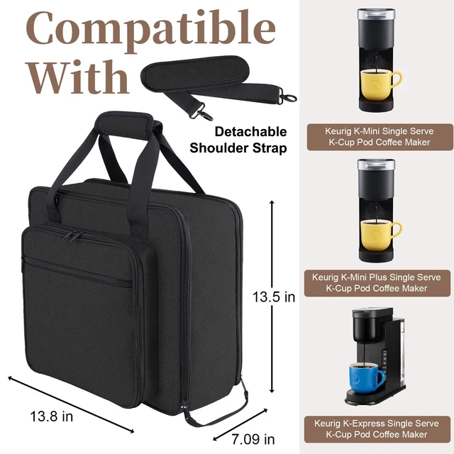 Alt view image 2 of 7 - Anitor Carrying Coffee Maker Travel Bag Fit for Keurig K-Mini/Plus/Express | Single Serve Coffee Machine Travel Bag with Padded Shoulder Straps Includes Multiple Storage Bags