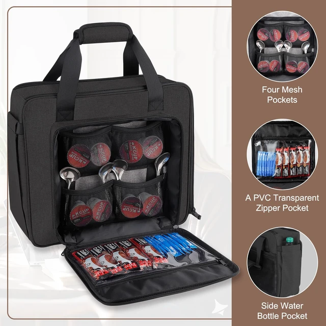 Alt view image 5 of 7 - Anitor Carrying Coffee Maker Travel Bag Fit for Keurig K-Mini/Plus/Express | Single Serve Coffee Machine Travel Bag with Padded Shoulder Straps Includes Multiple Storage Bags