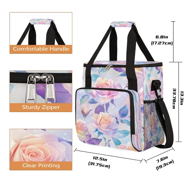 Alt view image 2 of 7 - CFERSAN Pink Roses Coffee Maker Carring Bag Travel Carrying Storage Tote Bag Compatible with Keurig K-Mini or K-Mini Plus Portable Single Serve Coffee Brewer Case with Pockets for K-cup Pods