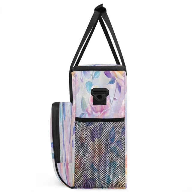 Alt view image 4 of 7 - CFERSAN Pink Roses Coffee Maker Carring Bag Travel Carrying Storage Tote Bag Compatible with Keurig K-Mini or K-Mini Plus Portable Single Serve Coffee Brewer Case with Pockets for K-cup Pods