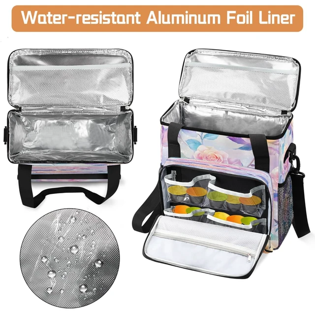 Alt view image 3 of 7 - CFERSAN Pink Roses Coffee Maker Carring Bag Travel Carrying Storage Tote Bag Compatible with Keurig K-Mini or K-Mini Plus Portable Single Serve Coffee Brewer Case with Pockets for K-cup Pods