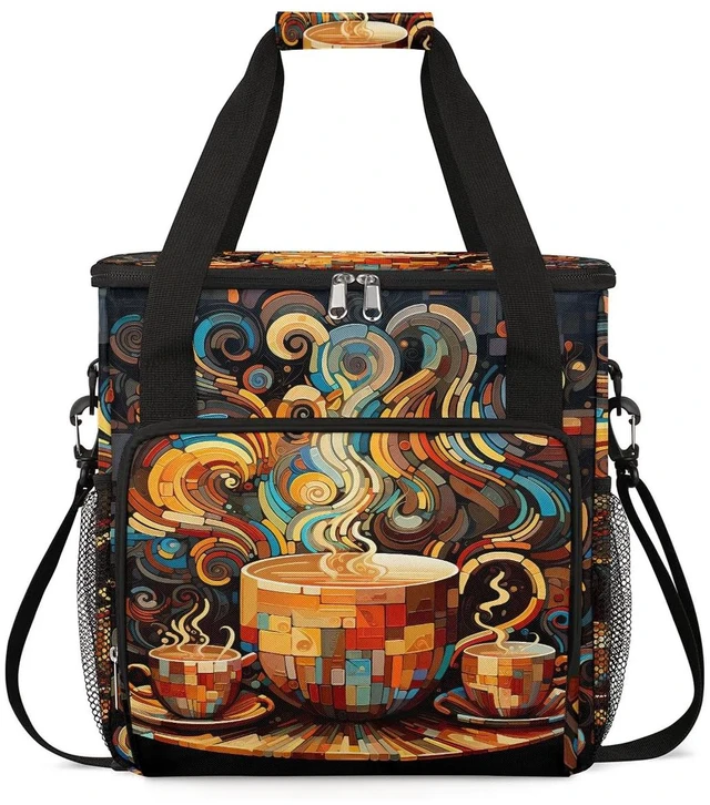 Main image of Coffees Cup Coffee Maker Carring Bag with Keurig K-Mini or K-Mini Plus | Colorful Cup Carrying Storage Tote Bag Compatible Portable Single Serve Coffee Brewer Case with Pockets for K-cup Pods
