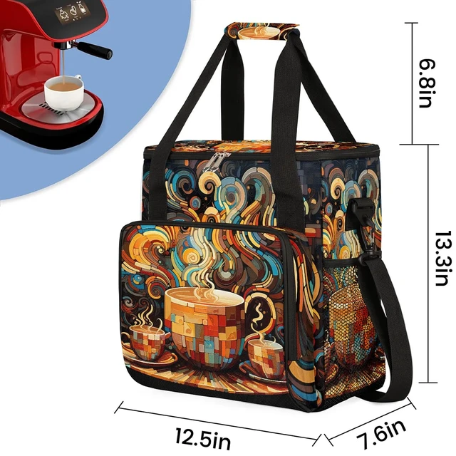 Alt view image 2 of 7 - Coffees Cup Coffee Maker Carring Bag with Keurig K-Mini or K-Mini Plus | Colorful Cup Carrying Storage Tote Bag Compatible Portable Single Serve Coffee Brewer Case with Pockets for K-cup Pods