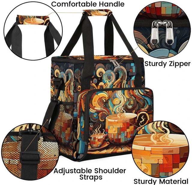 Alt view image 6 of 7 - Coffees Cup Coffee Maker Carring Bag with Keurig K-Mini or K-Mini Plus | Colorful Cup Carrying Storage Tote Bag Compatible Portable Single Serve Coffee Brewer Case with Pockets for K-cup Pods