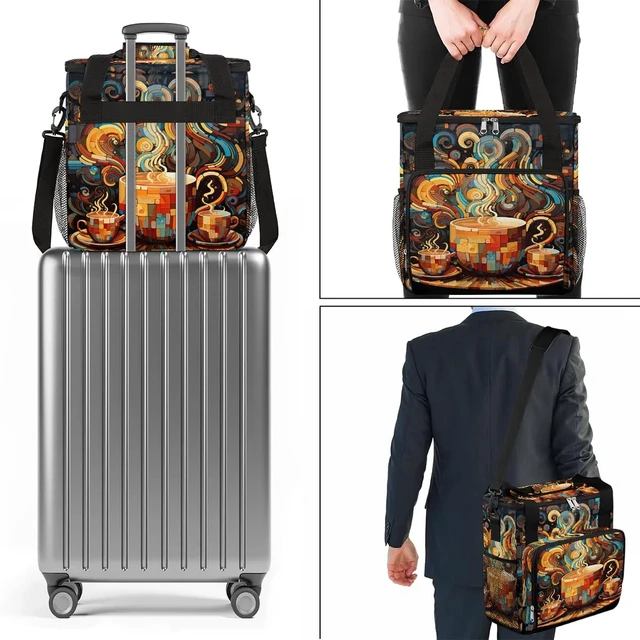 Alt view image 7 of 7 - Coffees Cup Coffee Maker Carring Bag with Keurig K-Mini or K-Mini Plus | Colorful Cup Carrying Storage Tote Bag Compatible Portable Single Serve Coffee Brewer Case with Pockets for K-cup Pods