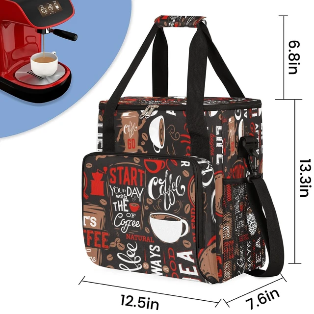 Alt view image 2 of 7 - Coffee Maker Carring Bag Travel Carrying Storage Tote Bag Compatible | Red Coffee Travel Bag Keurig K-Mini or K-Mini Plus Portable Single Serve Coffees Brewer Case with Pockets for K-cup Pods