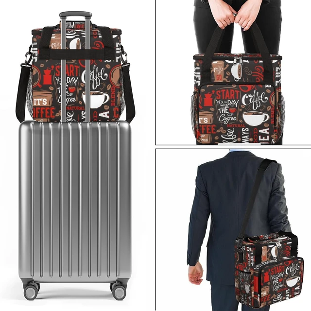 Alt view image 7 of 7 - Coffee Maker Carring Bag Travel Carrying Storage Tote Bag Compatible | Red Coffee Travel Bag Keurig K-Mini or K-Mini Plus Portable Single Serve Coffees Brewer Case with Pockets for K-cup Pods