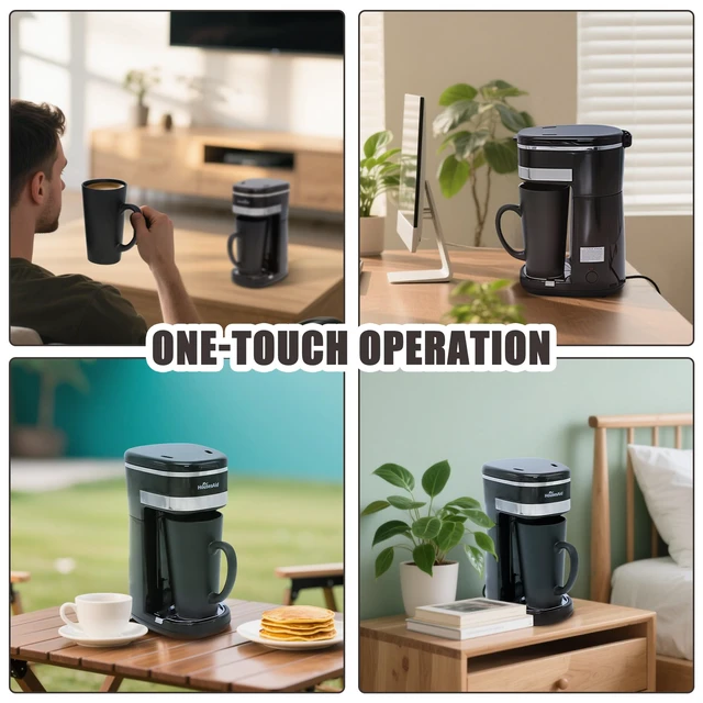Alt view image 6 of 7 - HousesAid Single Serve Coffee Maker, 15oz Portable One Cup Coffee Brewer | With Reusable Filter, One-touch Control Button, Easy To Clean & Store, 15oz/450ml,Ideal for Home, Camping and Travel