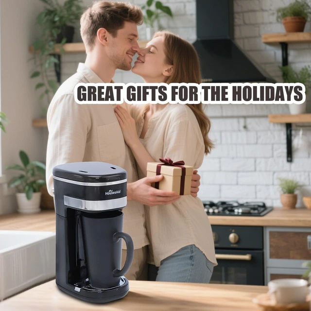 Alt view image 7 of 7 - HousesAid Single Serve Coffee Maker, 15oz Portable One Cup Coffee Brewer | With Reusable Filter, One-touch Control Button, Easy To Clean & Store, 15oz/450ml,Ideal for Home, Camping and Travel
