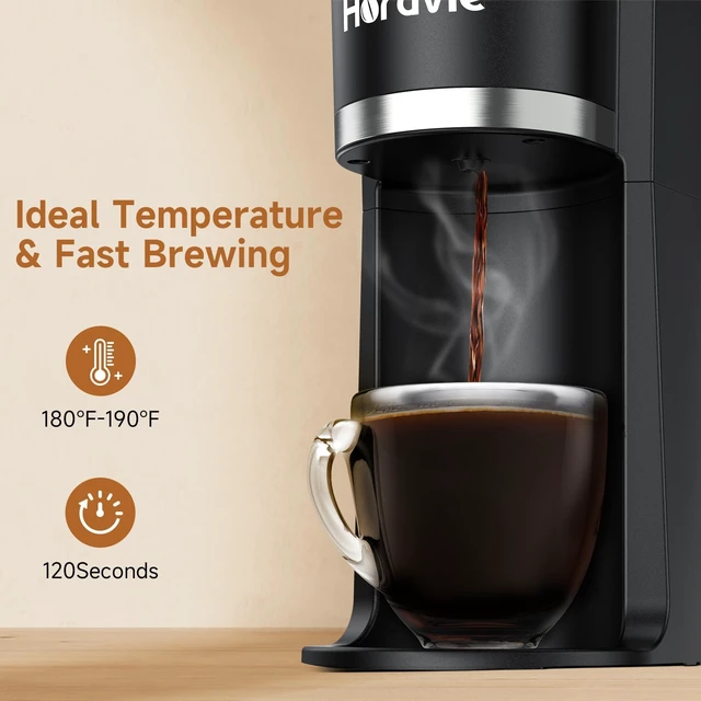 Alt view image 4 of 7 - Small Single Serve Coffee Maker, One Cup Coffee Machine for K-Cup & Grounds | Portable Pod Coffee Maker, Fast Brew, 6 to 12 oz. Brew Sizes, One Button Design, Easy for Elder to Use, Space Saving
