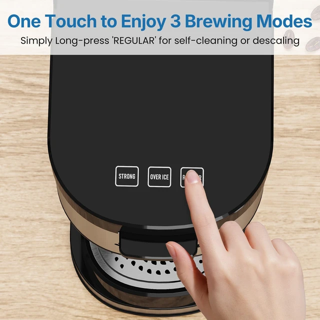 Alt view image 7 of 7 - SUNVIVIPRO 3-in-1 Single Serve Coffee Machine Brewer for K Pod Pods, Ground Coffee, and Teas, Iced Coffee Maker with Removable Water Reservoir 6 to 14oz, 2 Cup Trays, Self-Cleaning Function - Black