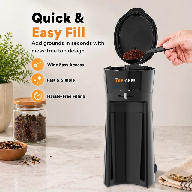 Alt view image 3 of 6 - COMP TRADING Top Chef 20oz Personal Iced Coffee and Tea Maker with Insulated Tumbler, Reusable Straw, Adjustable Brew Strength, Compact Single-Serve Brewer for Coffee, Tea, Cold Brew