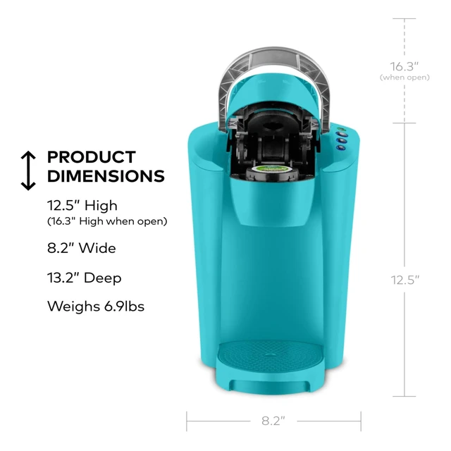 Alt view image 5 of 7 - Keurig K-Compact Single-Serve K-Cup Pod Coffee Maker, with 3 Brew Sizes, Smart Start Feature, 36oz Removable Reservoir, Turquoise