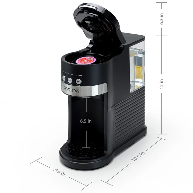 Alt view image 6 of 7 - REVOTRA Single Serve Coffee Maker for Pods & Ground Coffee | 6 to 14oz Brew Sizes, Strong Brew Option, Fast Brewing, Compact Design with Removable 40oz Reservoir