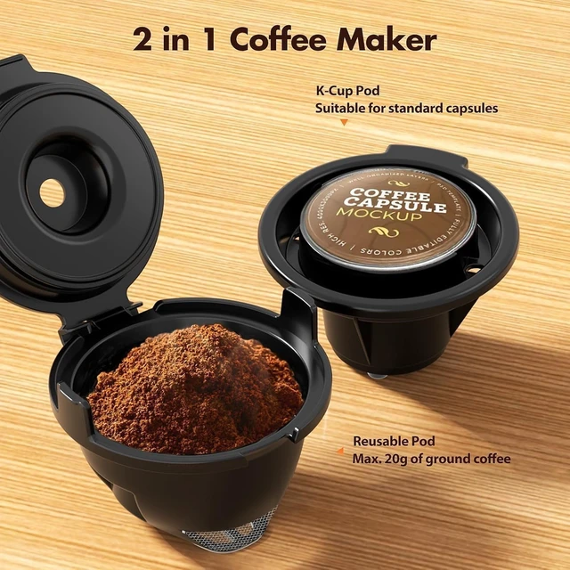 Alt view image 2 of 7 - Kismile Single Serve Coffee Maker, 2-in-1 Coffee Pod & Ground Brewer | 40oz Removable Water Tank, 5 Cup Sizes 6-14oz, Self-Cleaning, LCD Touch, Compact for Home Office Dorm Travel, Black