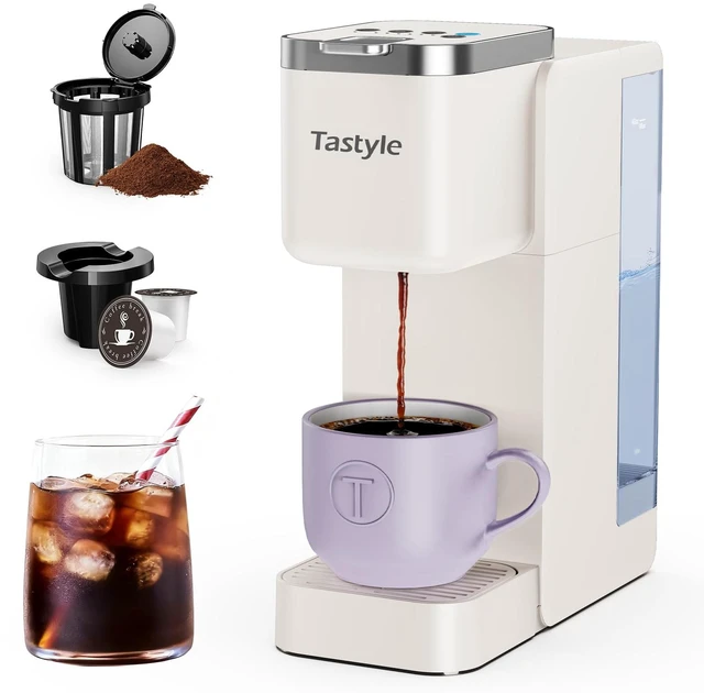 Main image of Tastyle Single Serve Coffee Maker for K Cups and Grounds with 3 Brew Styles | 40oz Removable Water Tank, 6 to 24oz Brew Size, Compact Design, Fits 7.3" Travel Mug, for Home, RVs and Office, K330IC