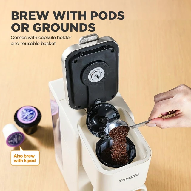 Alt view image 4 of 7 - Tastyle Single Serve Coffee Maker for K Cups and Grounds with 3 Brew Styles | 40oz Removable Water Tank, 6 to 24oz Brew Size, Compact Design, Fits 7.3" Travel Mug, for Home, RVs and Office, K330IC