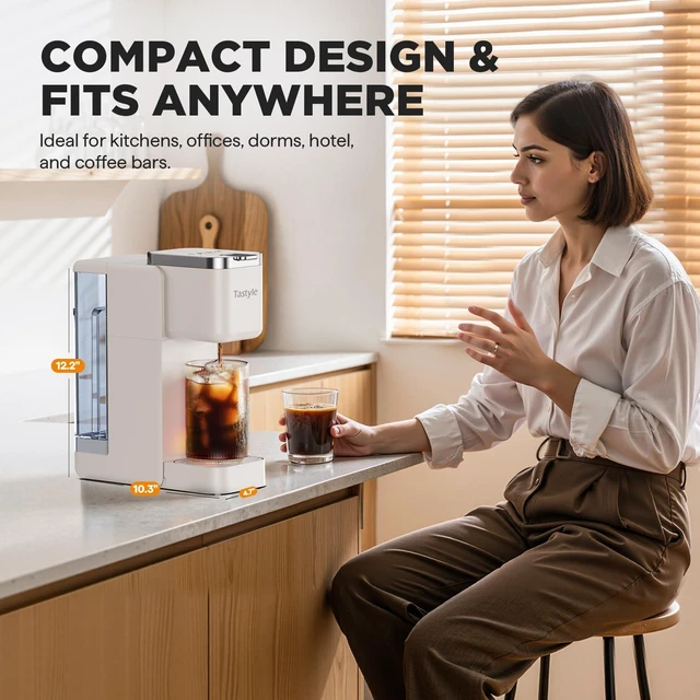 Alt view image 7 of 7 - Tastyle Single Serve Coffee Maker for K Cups and Grounds with 3 Brew Styles | 40oz Removable Water Tank, 6 to 24oz Brew Size, Compact Design, Fits 7.3" Travel Mug, for Home, RVs and Office, K330IC