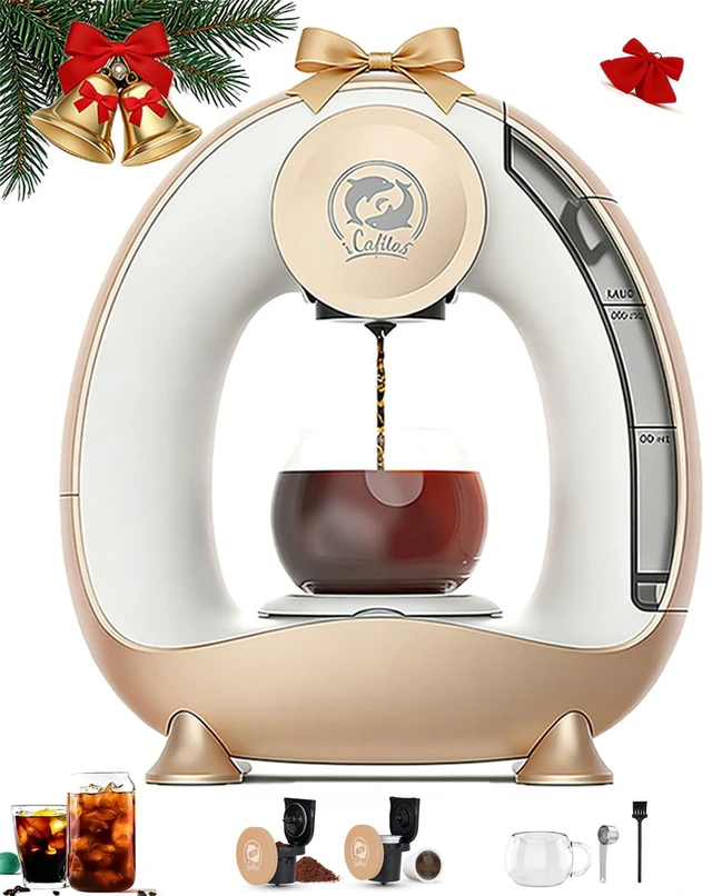 Main image of i Cafilas 2-in-1 Mini Single Serve Coffee Maker for K-Cup Pods & Grounds | 1400W for 20s Preheat90s Brew, 4-8oz Brew Sizes,20g Capacity, BPA-Free,5" Slim Compact for Home, Office, RV&Dorm, Champagne