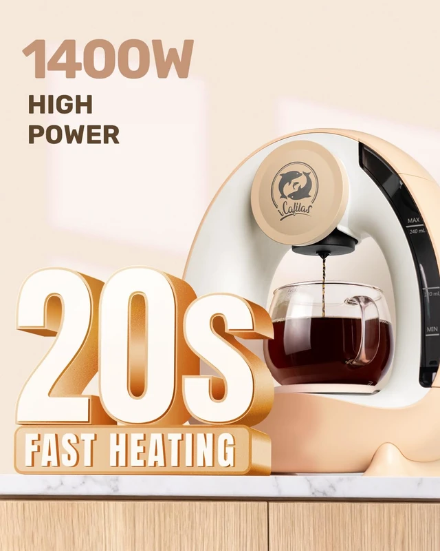Alt view image 2 of 7 - i Cafilas 2-in-1 Mini Single Serve Coffee Maker for K-Cup Pods & Grounds | 1400W for 20s Preheat90s Brew, 4-8oz Brew Sizes,20g Capacity, BPA-Free,5" Slim Compact for Home, Office, RV&Dorm, Champagne