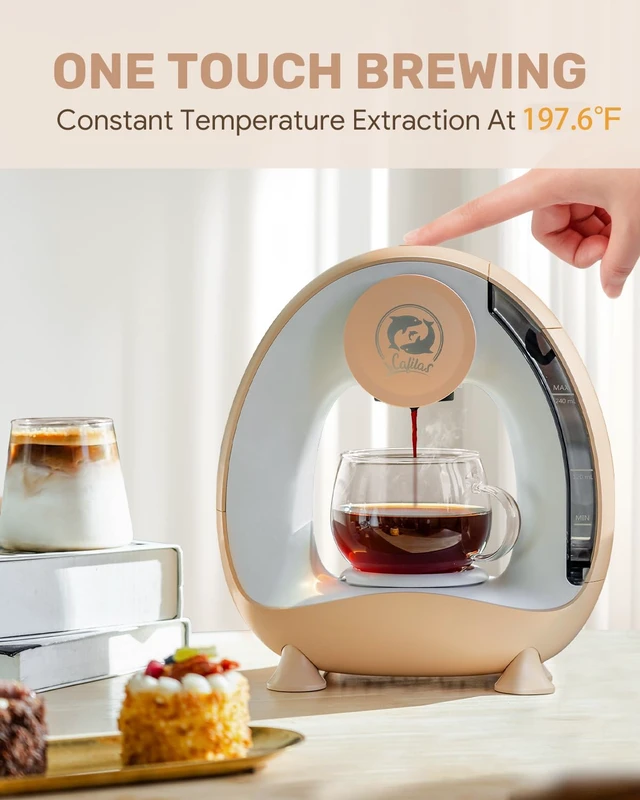 Alt view image 3 of 7 - i Cafilas 2-in-1 Mini Single Serve Coffee Maker for K-Cup Pods & Grounds | 1400W for 20s Preheat90s Brew, 4-8oz Brew Sizes,20g Capacity, BPA-Free,5" Slim Compact for Home, Office, RV&Dorm, Champagne