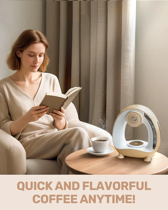 Alt view image 4 of 7 - i Cafilas 2-in-1 Mini Single Serve Coffee Maker for K-Cup Pods & Grounds | 1400W for 20s Preheat90s Brew, 4-8oz Brew Sizes,20g Capacity, BPA-Free,5" Slim Compact for Home, Office, RV&Dorm, Champagne