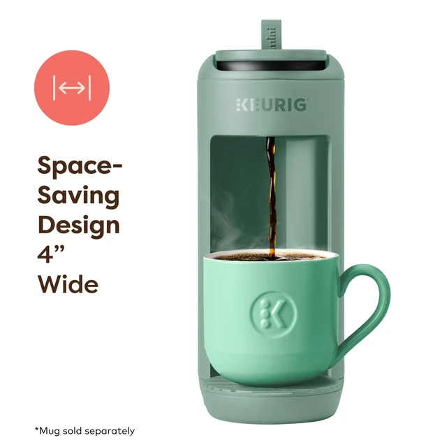Alt view image 2 of 7 - Keurig K-Mini Mate Single Serve K-Cup Pod Coffee Maker, Glamping Green | Brews Up to 12 oz Cup, Compact Portable Coffee Machine for Small Spaces, Great for Dorms & Offices