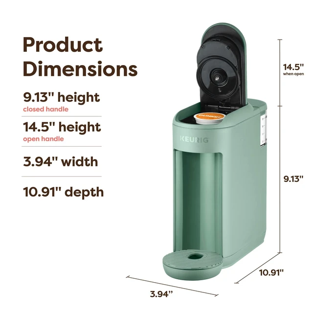 Alt view image 7 of 7 - Keurig K-Mini Mate Single Serve K-Cup Pod Coffee Maker, Glamping Green | Brews Up to 12 oz Cup, Compact Portable Coffee Machine for Small Spaces, Great for Dorms & Offices
