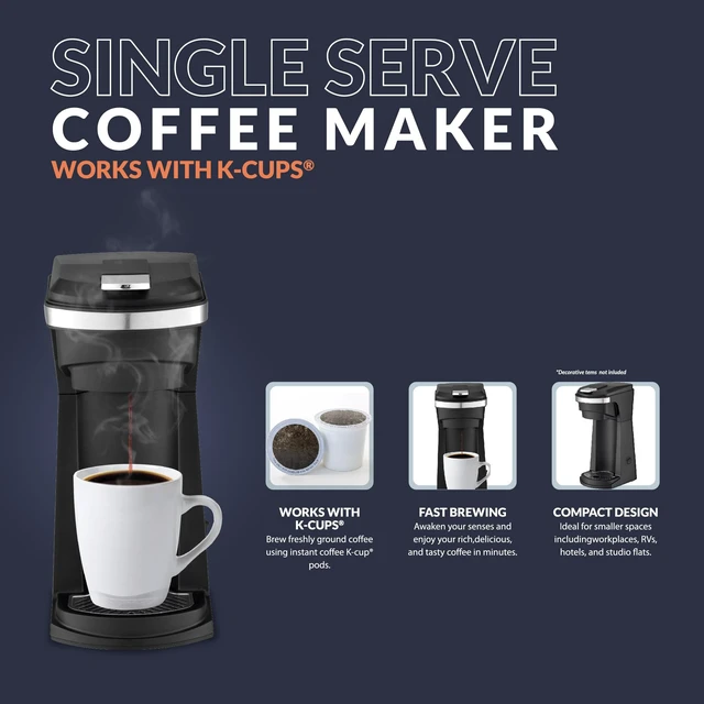 Alt view image 5 of 7 - Newhouse Single Serve Coffee Maker compatible with K-cups Water Reservoir, Versatile Ground Coffee & K-Cup Compatibility, Adjustable Tray for Travel Mugs