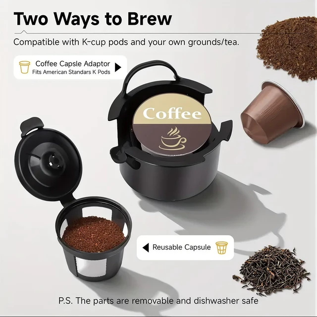 Alt view image 3 of 6 - KOZZEWARM Coffee Maker, 2 in 1 Single Serve Brewer for K Pod & Ground Coffee, 90s Rapid Brew 6 to 14oz Capacities with Auto Shut Off, Small Compact Design for Home Office Travel Camping-Green