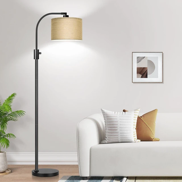 Main image of Nintiue Upgraded Modern Arc Dimmable Tall Standing Floor Lamp with Champagne Shade, 1200 Lumens LED Bulb Included, for Living & Reading Room, Bedroom, Office & Nursery, Black