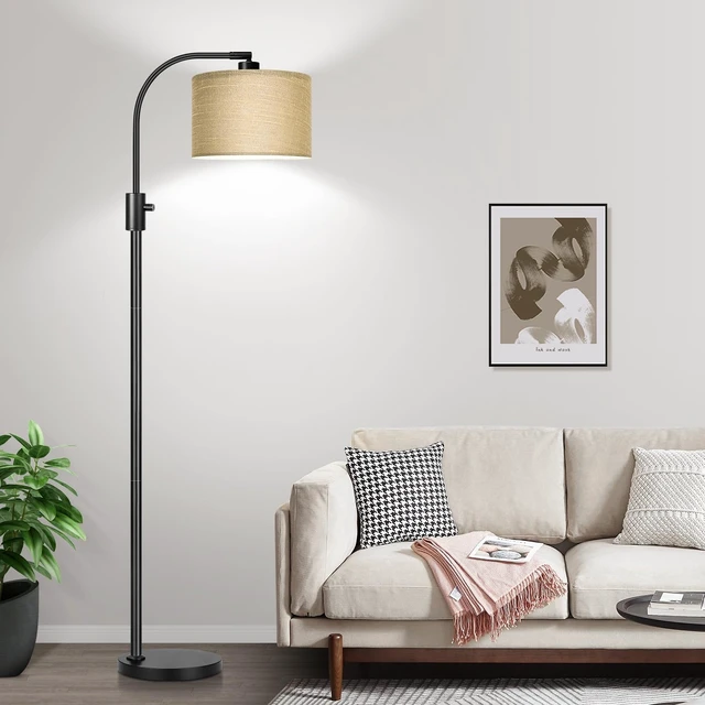 Alt view image 6 of 7 - Nintiue Upgraded Modern Arc Dimmable Tall Standing Floor Lamp with Champagne Shade, 1200 Lumens LED Bulb Included, for Living & Reading Room, Bedroom, Office & Nursery, Black