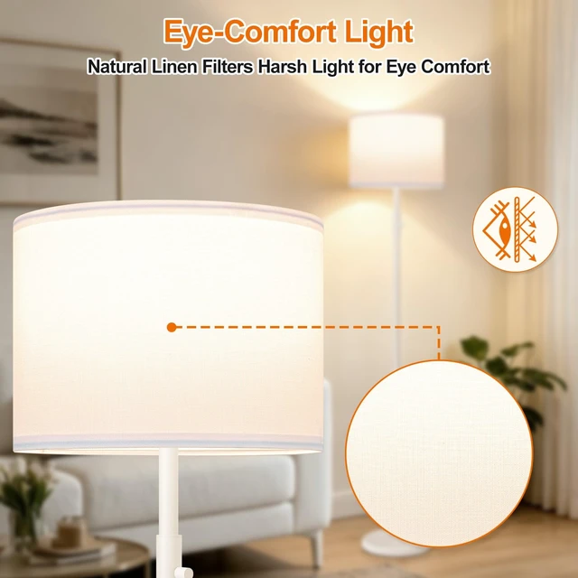 Alt view image 4 of 7 - Floor Lamp Simple Design with Shade, Standing Lamps for Living Room Bedroom Office Dining Room Kitchen-White