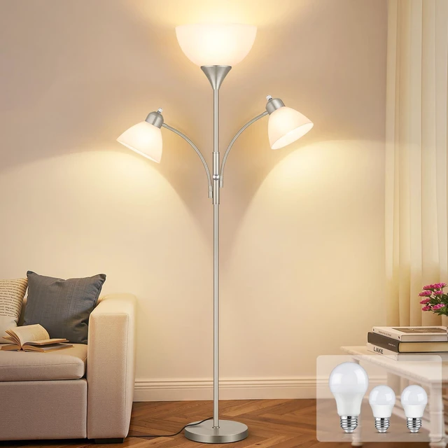 Main image of Coucrek Torchiere Floor Lamps for Living Room,72" Dimmable Reading Lamp | 3 Bulbs Included, Flexible Arm Reading Lights for Bedroom, Tall Standing Room Lamp