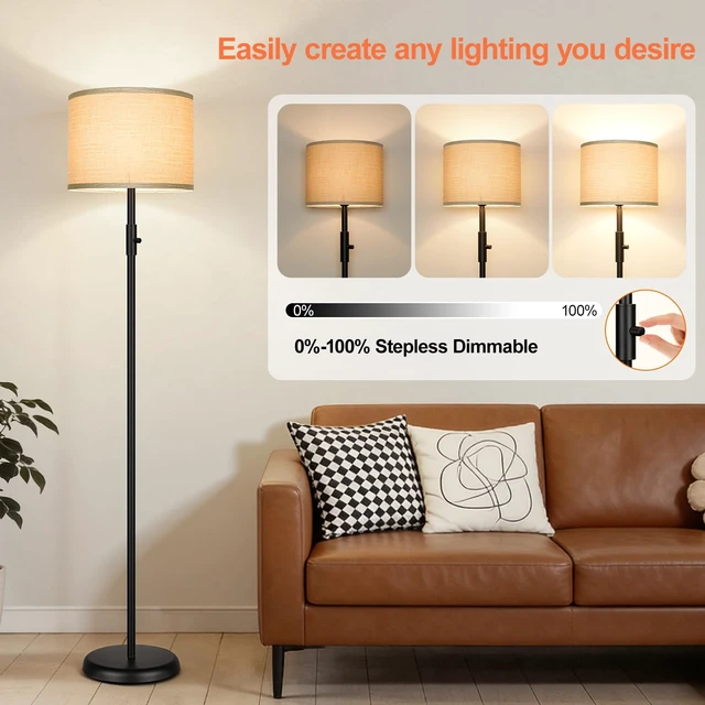 Alt view image 3 of 7 - Floor Lamp Simple Design with Shade, Small Tall Lamps for Living Room Bedroom Office Dining Room Kitchen-Black