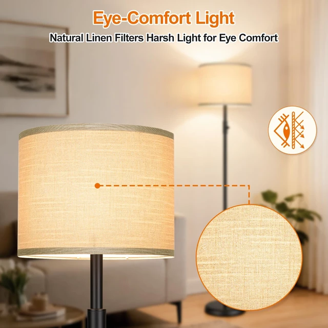 Alt view image 5 of 7 - Floor Lamp Simple Design with Shade, Small Tall Lamps for Living Room Bedroom Office Dining Room Kitchen-Black