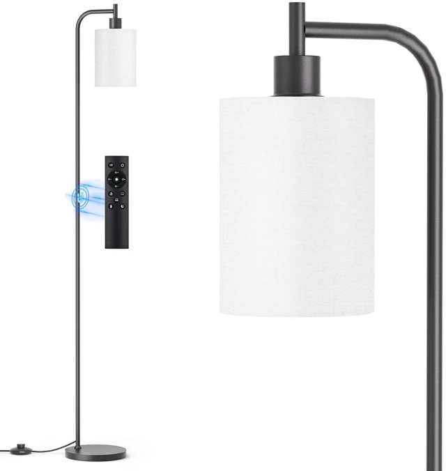 Main image of SIBRILLE Floor Lamp with Linen Shade, Dimmable Tall Standing Lamp with Remote Control & 3 Color Temperatures, Modern Floor Lamps for Living Room Bedroom Office Corner, 9W LED Bulb Included