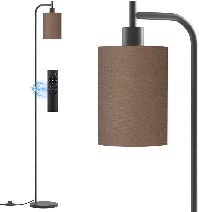 Main image of SIBRILLE Floor Lamp with Linen Shade, Dimmable Tall Standing Lamp with Remote Control & 3 Color Temperatures, Modern Floor Lamps for Living Room Bedroom Office Corner, 9W LED Bulb Included
