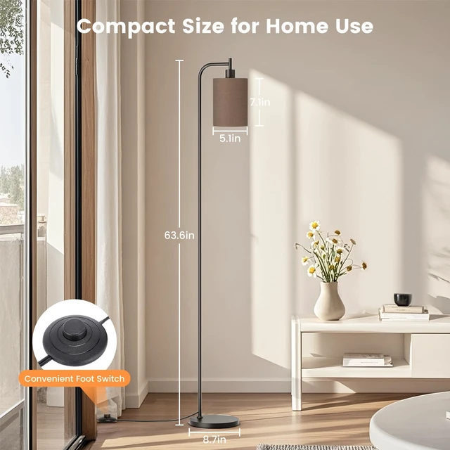 Alt view image 5 of 7 - SIBRILLE Floor Lamp with Linen Shade, Dimmable Tall Standing Lamp with Remote Control & 3 Color Temperatures, Modern Floor Lamps for Living Room Bedroom Office Corner, 9W LED Bulb Included