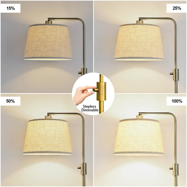 Alt view image 3 of 7 - Nintiue Dimmable Floor Lamp, 1000 LM LED Edison Bulb Included, Arc Floor Lamps for Living Room Modern Standing Lamp Tall Lamps for Living Room Bedroom-Brass