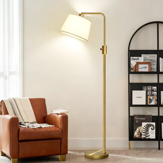 Alt view image 7 of 7 - Nintiue Dimmable Floor Lamp, 1000 LM LED Edison Bulb Included, Arc Floor Lamps for Living Room Modern Standing Lamp Tall Lamps for Living Room Bedroom-Brass