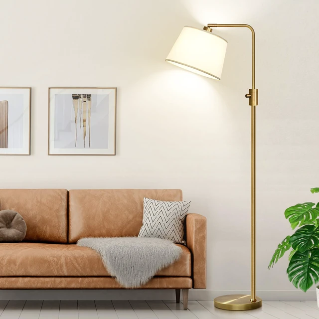 Alt view image 6 of 7 - Nintiue Dimmable Floor Lamp, 1000 LM LED Edison Bulb Included, Arc Floor Lamps for Living Room Modern Standing Lamp Tall Lamps for Living Room Bedroom-Brass