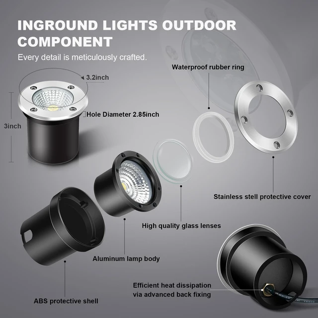 Alt view image 3 of 7 - ALEDECO 4 Pack 3w 12v Low Voltage In-ground Lights LED Landscape Light Waterproof IP67 Pathway Lights Outdoor spotlights Trees Flags for Garden,Yard,Tree (RGB)