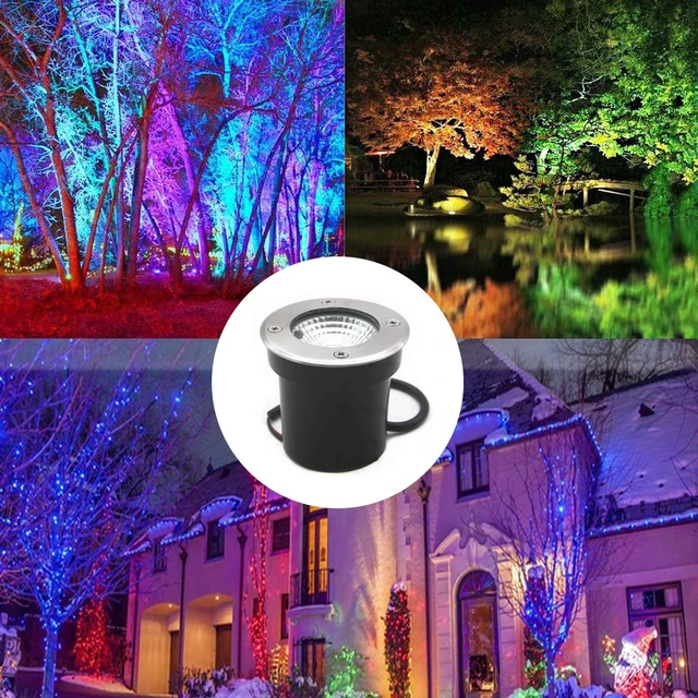 Alt view image 7 of 7 - ALEDECO 4 Pack 3w 12v Low Voltage In-ground Lights LED Landscape Light Waterproof IP67 Pathway Lights Outdoor spotlights Trees Flags for Garden,Yard,Tree (RGB)