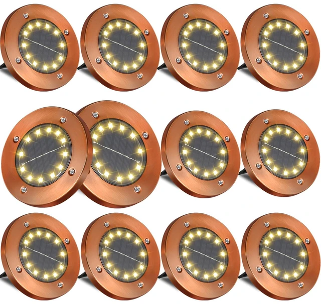 Main image of Outdoor In-Ground Lights Solar Disc Lights Outdoor Solar Garden Lights | Outdoor Puck Lights Waterproof In Ground Solar Landscape Light 8 Pack 12 led for Pathway Yard Patio Walkway