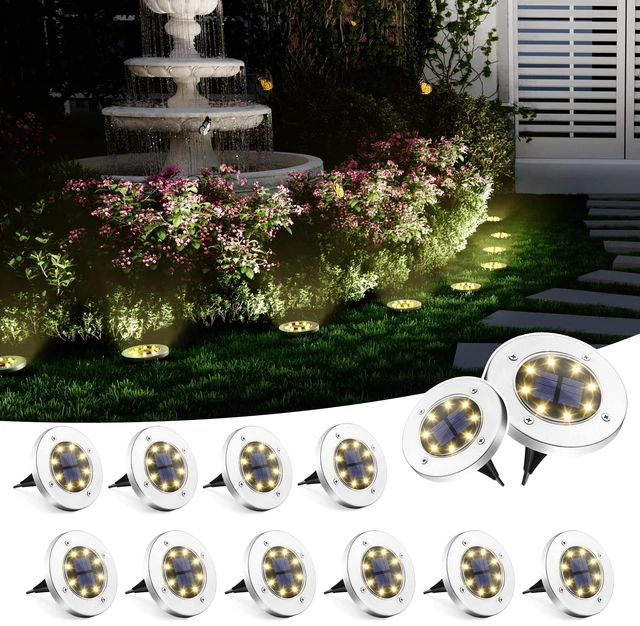 Main image of SOLPEX Solar Ground Lights Outdoor, Garden Lights 12 Pack Warm White | IP65 Waterproof Stainless Steel Landscape Lighting for Walkway, Driveway, Pathway, Patio, Backyard Decor